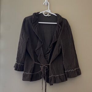 J. Jill Women's Brown corduroy Ruffled Blazer